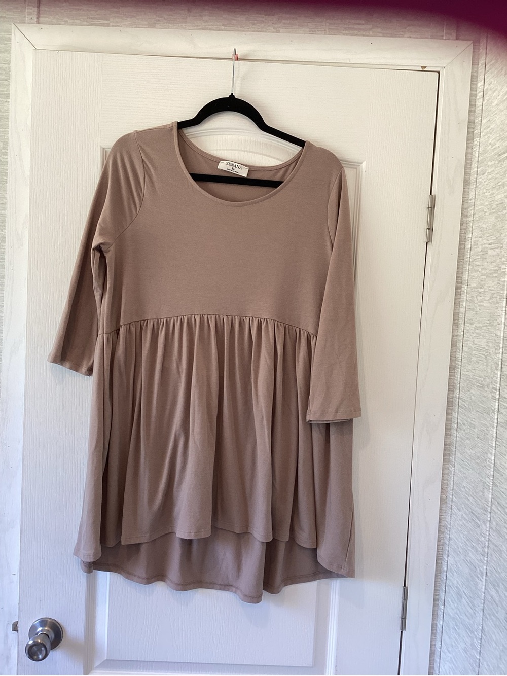 Zenana Outfitters Taupe Babydoll Tunic Top XL EUC